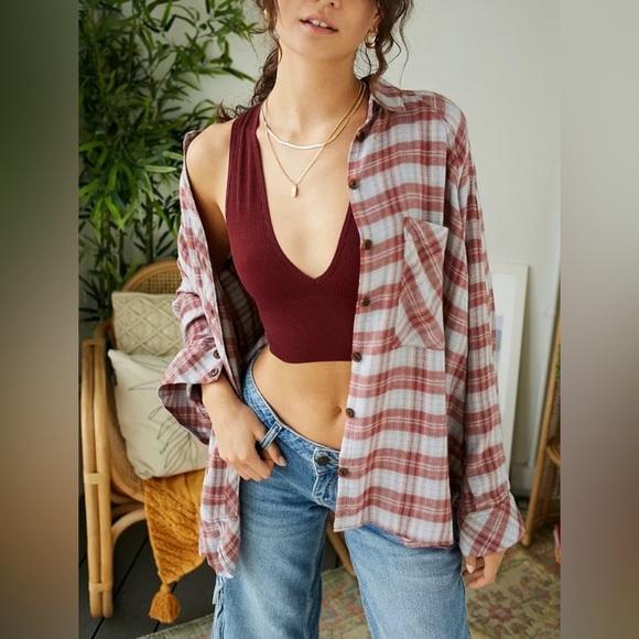 Urban Outfitters Tops - EUC BDG Urban Outfitters Brandon Plaid High-low Flannel Button-up Shirt S/P